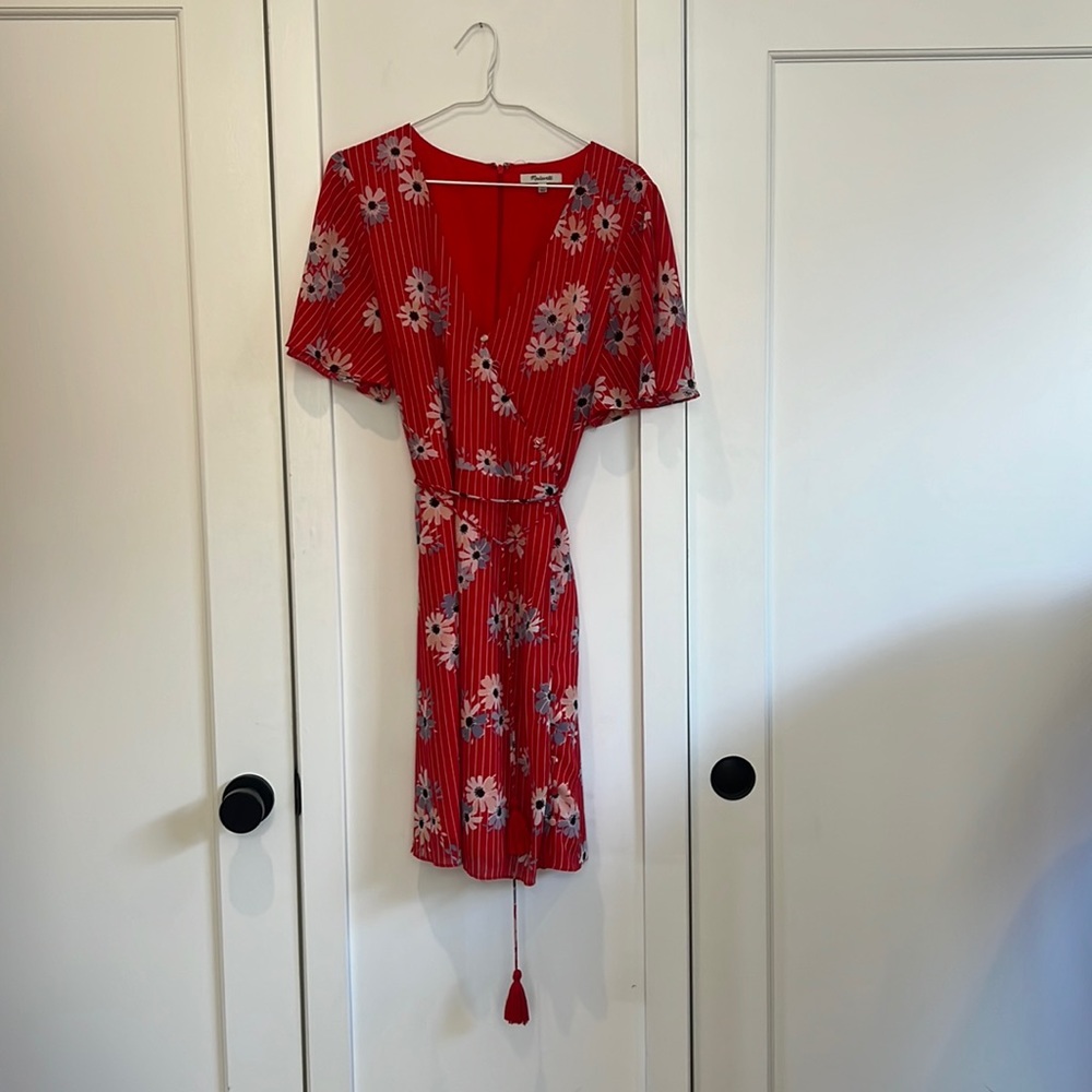 Madewell red floral dress